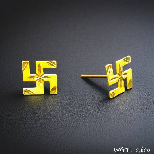 RAJLAXMI D- 1RR3DE/TI63TB WGT: 0.600 GM APPROX HUID HALLMARK 916 22KT GOLD EAR TOPS STUD 1 PAIR FOR REGULAR USE.