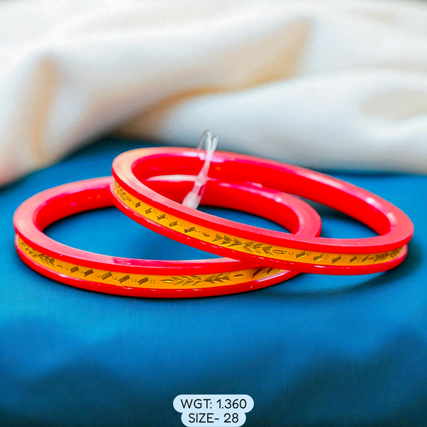 (GSP) TRJ (SIZE: 28) WGT: 1.360 GM APPROX 22KT HUID HALLMARK GOLD POLA BANGLES 1 PAIR DESIGN FOR REGULAR USE.