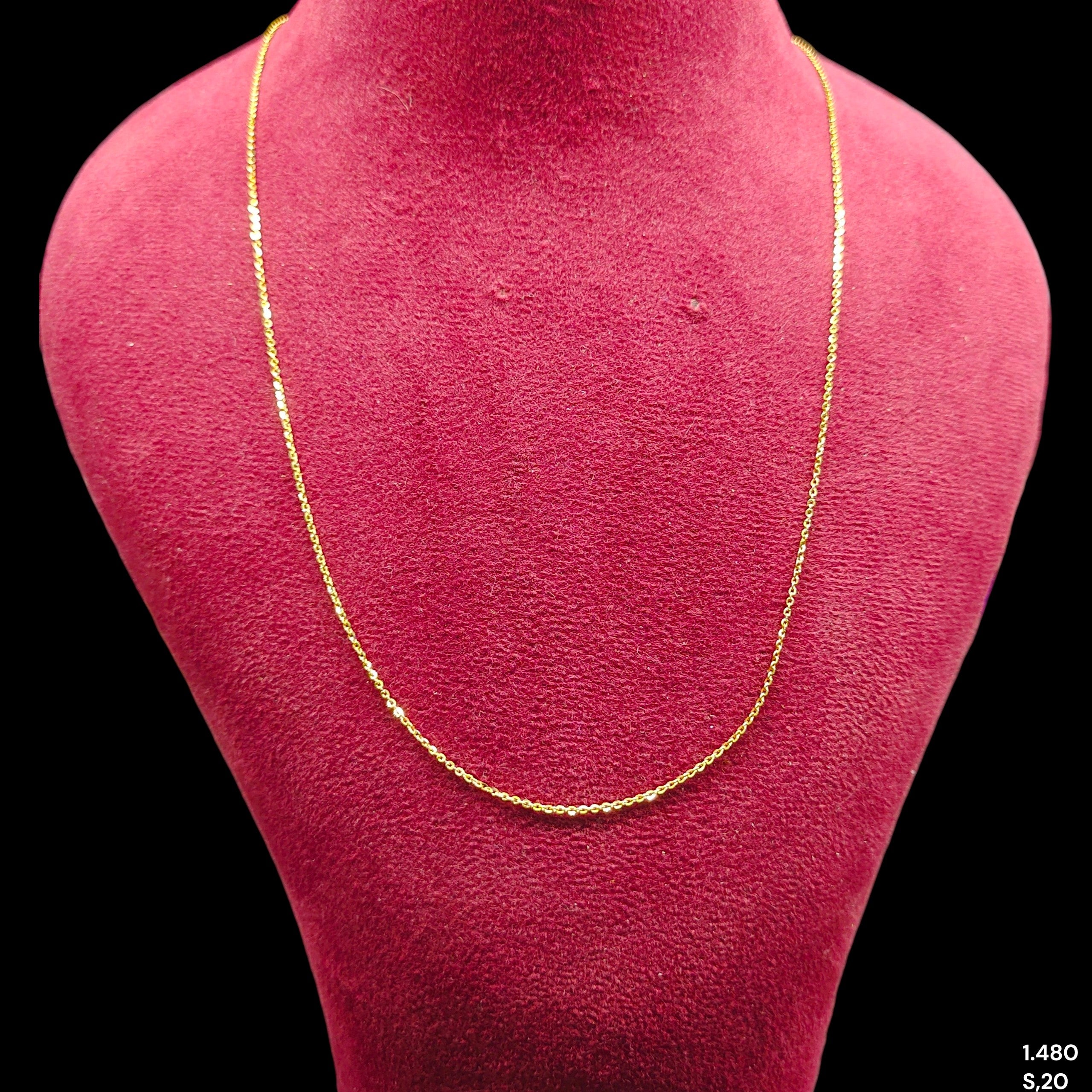 GOLD CHAIN- (WGT: 1.480 GM APPROX) BIS CERTIFIED HUID HALLMARK 9KT GOLD CHAIN (20 INCH) 1 PIECE FOR UNISEX.