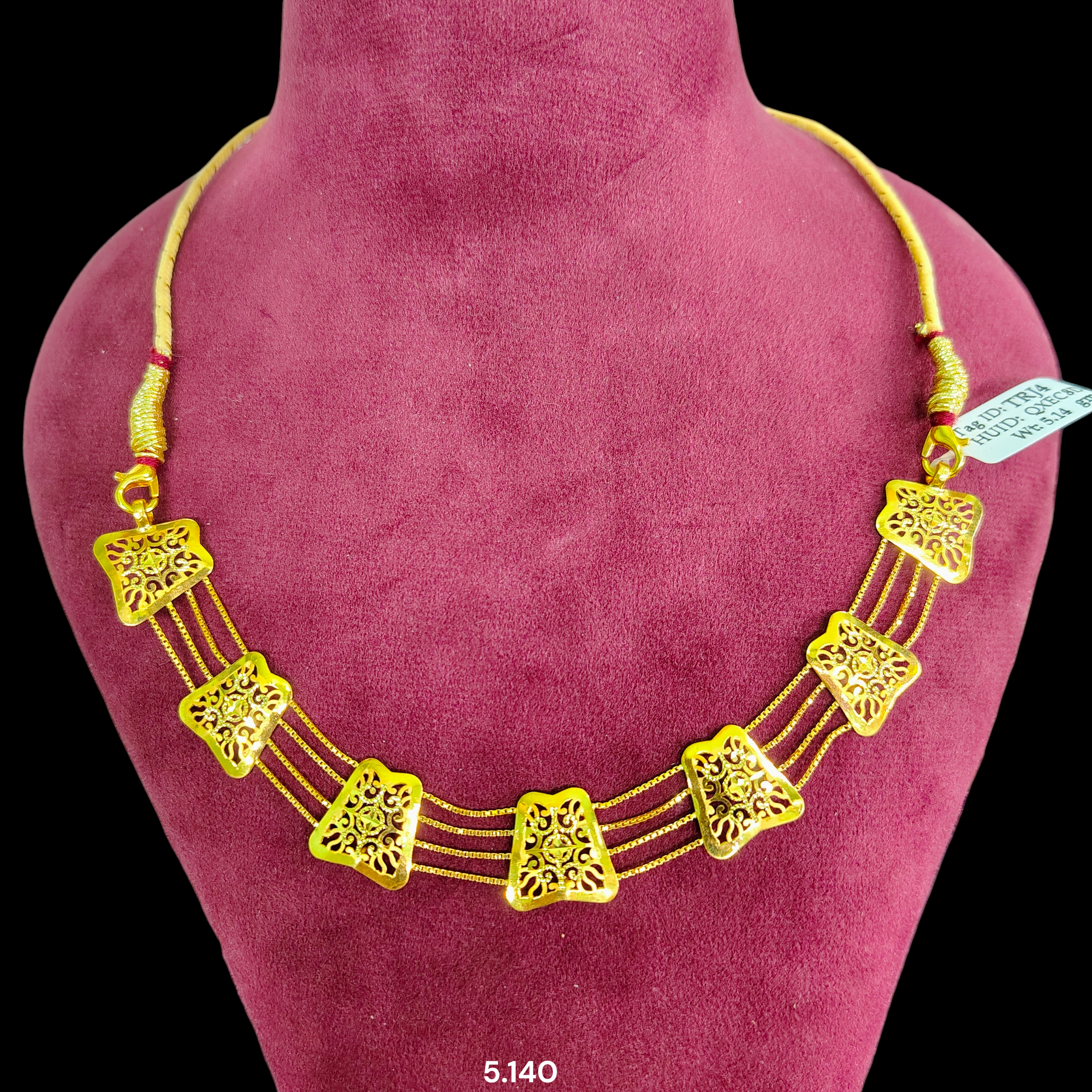 GOLD CHOKER NECKLACE -(WGT: 5.140 GM APPROX) BIS CERTIFIED HUID HALLMARK 9KT GOLD NECKLACE 1 PIECE FOR WOMEN.