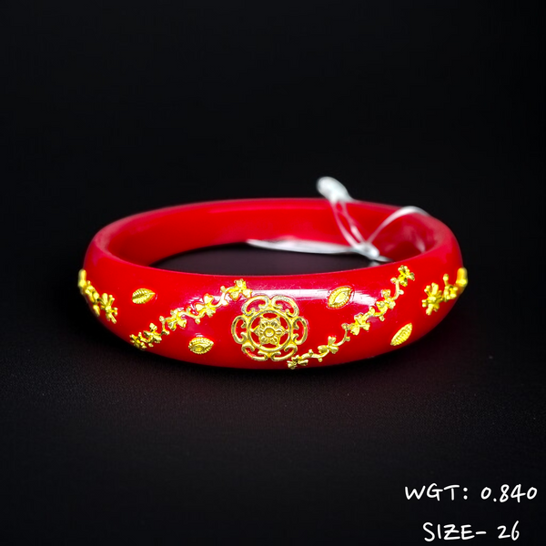 TRJ (SIZE: 26) WGT: 0.840 GM APPROX 22KT HUID HALLMARK GOLD BRACELET POLA BANGLES 1 PIECE (HALF BODY WORK).