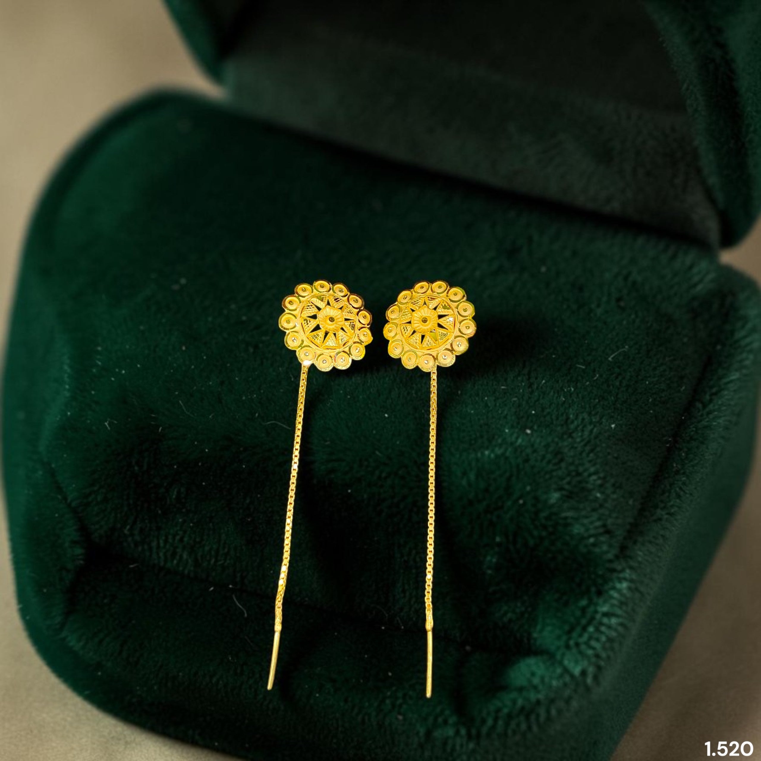 GOLD SUIDHAGA- (WGT: 1.520 GM APPROX) BIS CERTIFIED HUID HALLMARK 9KT GOLD SUIDHAGA EARRINGS (1 PAIR) FOR WOMEN. (YW1NPX)-(VYDG9F)