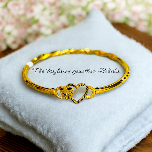 TRJ (MTO) DUPLEX DUAL HEART DESIGN HALLMARK 22KT GOLD COVER BRACELET APPROX WGT: 2.700 GM 1 PIECE FOR WOMEN - (BILL MANDATORY -EXCHANGE FOR LIFETIME IN STORE ONLY) BY RAJLAXMI.