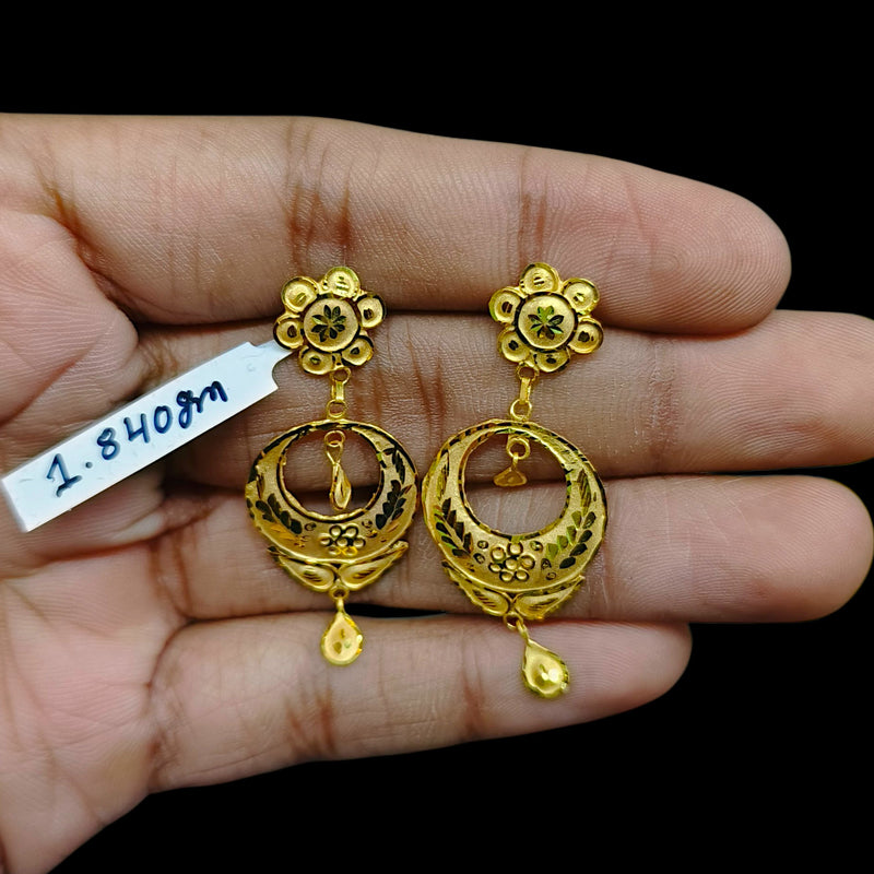 GOLD EARRINGS- (C9BSAQ)-(BVBF9X) (WGT: 1.840 GM APPROX) BIS CERTIFIED HUID HALLMARK 9KT GOLD EARRINGS 1 PAIR FOR WOMEN (BEST FOR GIFT IN MARRIAGE).