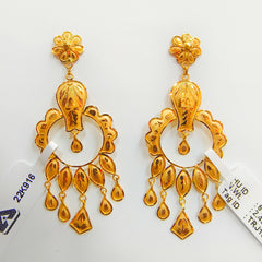 BIS CERTIFIED WGT: 4.850 GM APPROX HUID HALLMARK 916 22KT GOLD EARRINGS 1 PAIR FOR WOMEN.