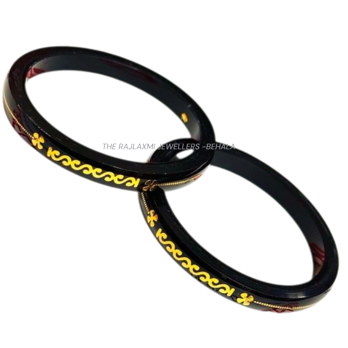 PANTHER BLACK (FACEBOOK VIRAL POLA) GOLDEN DETAILING LAMINATION POLA PATTERN DESIGN 1 PAIR FOR WOMEN - NON EXCHANGEABLE ITEM (GET ANY DESIGN AS PER AVAILABILITY)