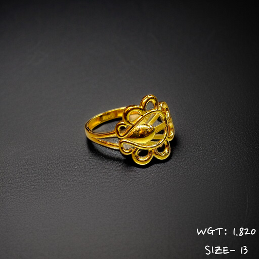TRJ (SIZE: 13) WGT: 1.820 GM APPROX 22KT HUID HALLMARK GOLD RING FOR WOMEN 1 PIECE.