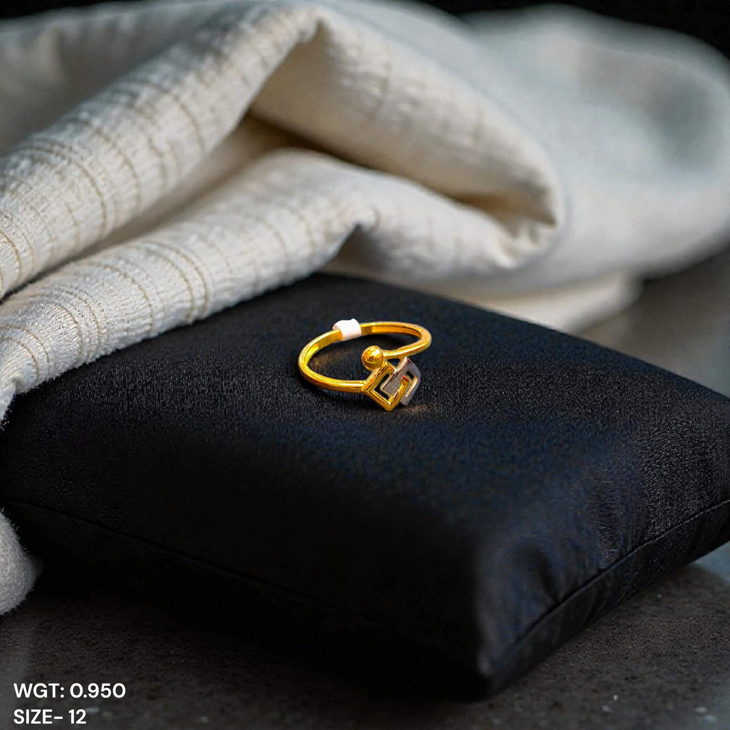 (GLFR9) TRJ (SIZE: 12) WGT: 0.950 GM APPROX BIS CERTIFIED HUID HALLMARK 9KT GOLD FINGER RING FOR WOMEN 1 PIECE FOR REGULAR USE.