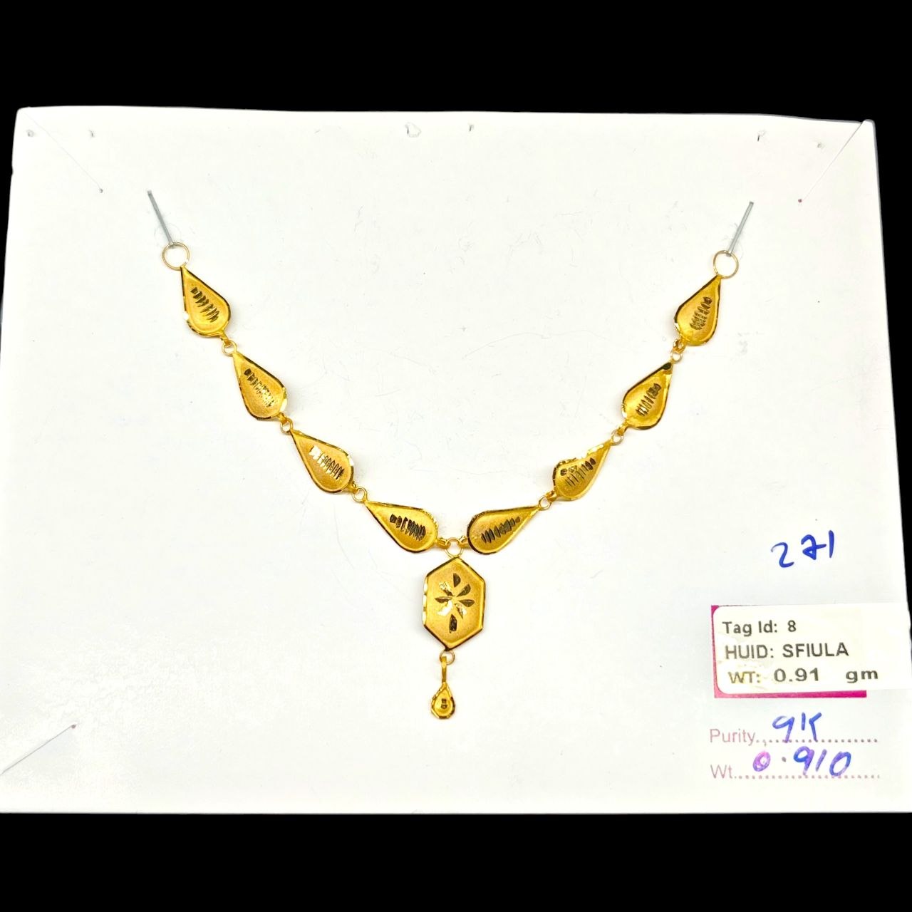 GOLD CHOKER NECKLACE-(WGT: 0.910 GM APPROX) BIS CERTIFIED HUID HALLMARK 9KT GOLD NECKLACE 1 PIECE FOR WOMEN.