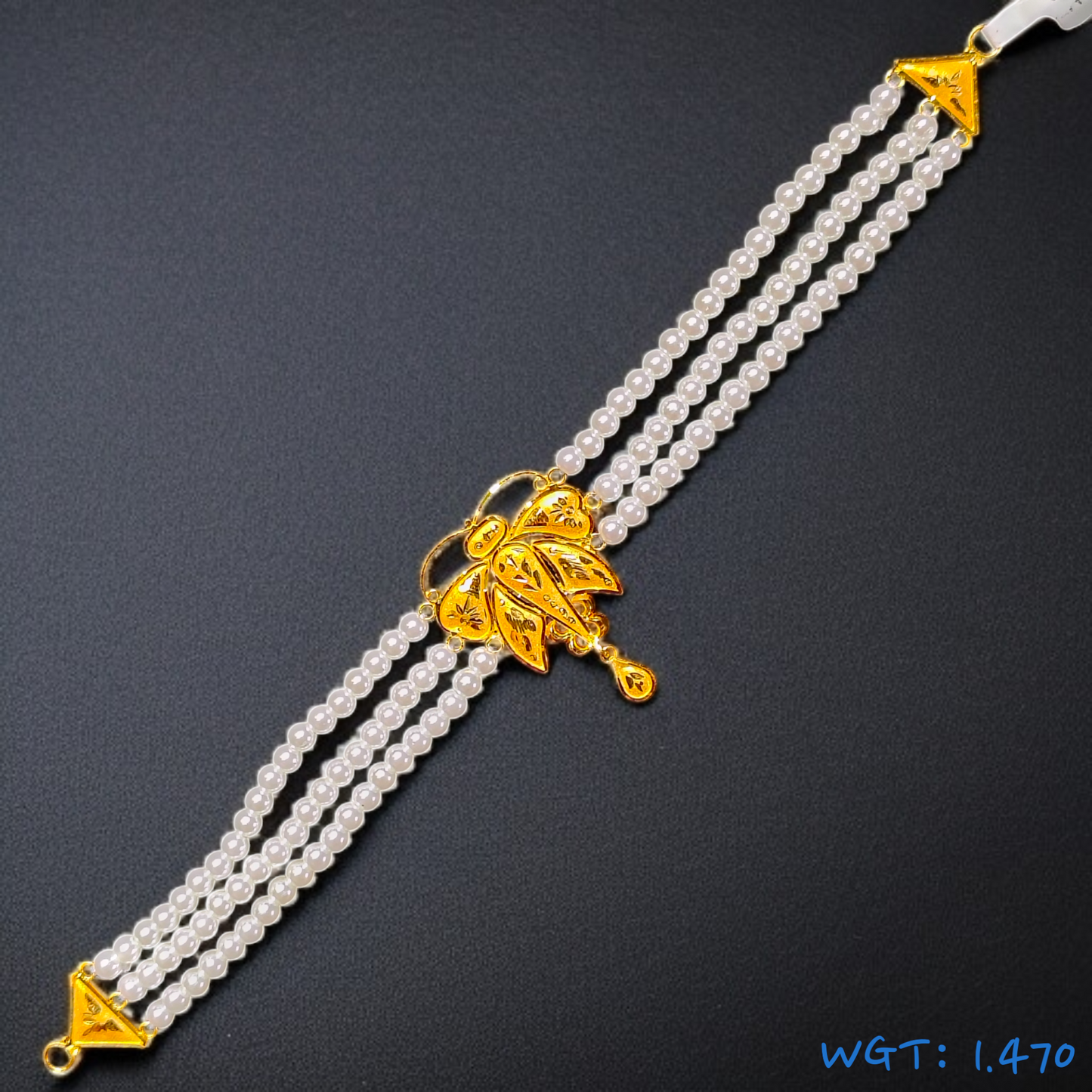 (GCN) TRJ WGT: 1.470 GM APPROX 22KT HALLMARK HUID GOLD MOTI CHOKER 1 PIECE WITH ADJUSTABLE TASSEL.