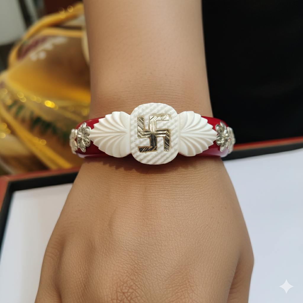 (TSP) (SIZE- 25) 925 ORIGINAL SILVER TILOTTAMA POLA SAKHA BADHANO BANGLES(RED COLOUR)FOR WOMEN 1 PIECE -(SOLD ON MRP).