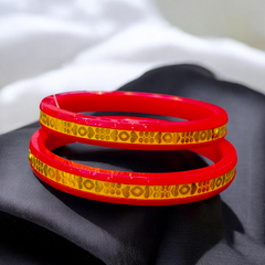 BFG- GPB9K- BIS CERTIFIED WGT: 750-900 GM APPROX 9KT HUID HALLMARK GOLD LASER CHILA POLA BADHANO BANGLES 1 PAIR. (GET ANY DESIGN AS PER STOCK.
