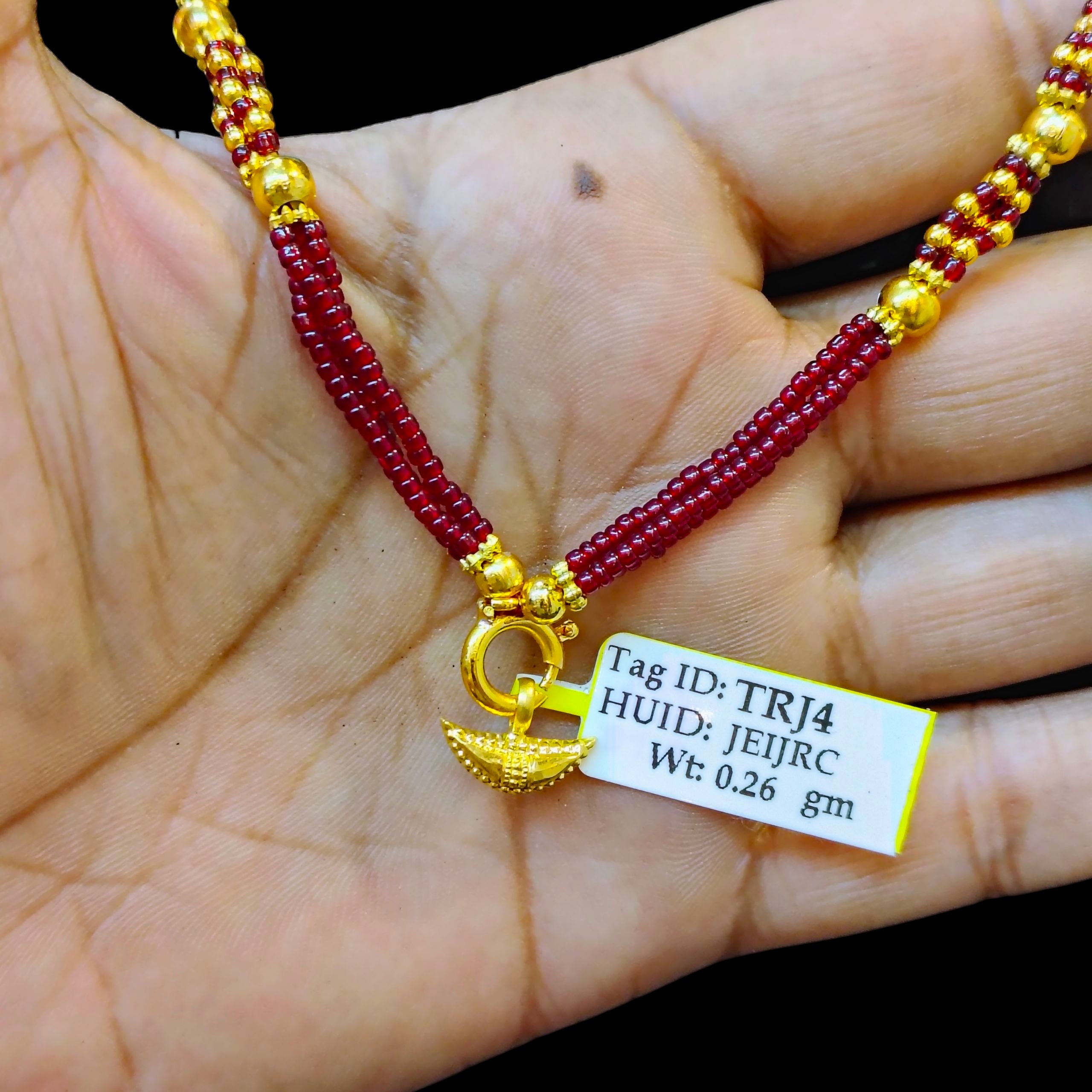 (GLP22) JITIYA LOCKET WGT: 0.260 GM APPROX BIS CERTIFIED HUID HALLMARK 916 22KT GOLD LOCKET 1 PIECE FOR UNISEX (WITH ADJUSTABLE TUSSEL).