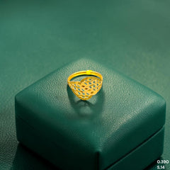 LADIES RING- (SIZE: 14) WGT: 0.390 GM APPROX BIS CERTIFIED HUID HALLMARK 9KT GOLD FINGER RING FOR WOMEN 1 PIECE. (4LH4JF)