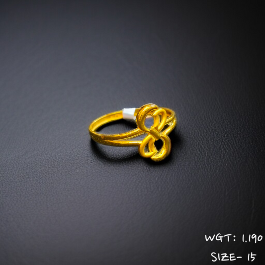 TRJ (SIZE: 15) WGT: 1.190 GM APPROX 22KT HUID HALLMARK GOLD RING FOR WOMEN 1 PIECE.