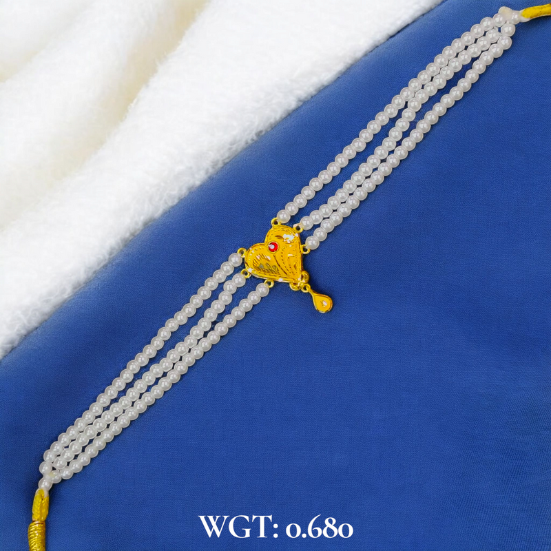 (GREAT FREEDOM OFFER) CERTIFIED BIS HUID HALLMARK 916 22KT GOLD MOTI CHOKER 1 PIECE (WGT:0.680 GM) WITH ADJUSTABLE TASSEL FOR GIFT IN MARRIAGE.