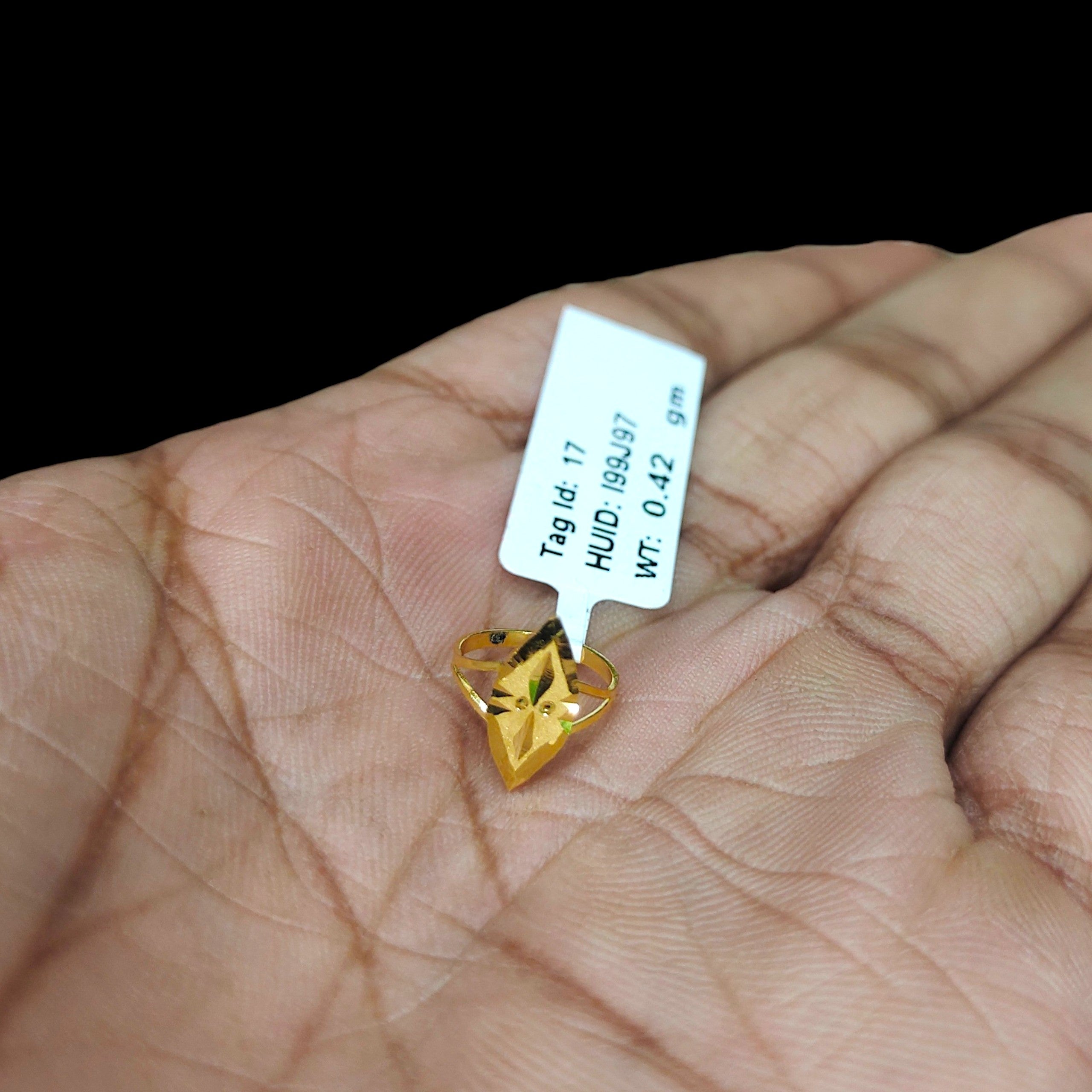 BABY JEWELLERY- TRJ WGT: 0.420 GM APPROX 22KT HUID HALLMARK GOLD BABY FINGER RING 1 PIECE FOR RICE CEREMONY & BIRTHDAY.