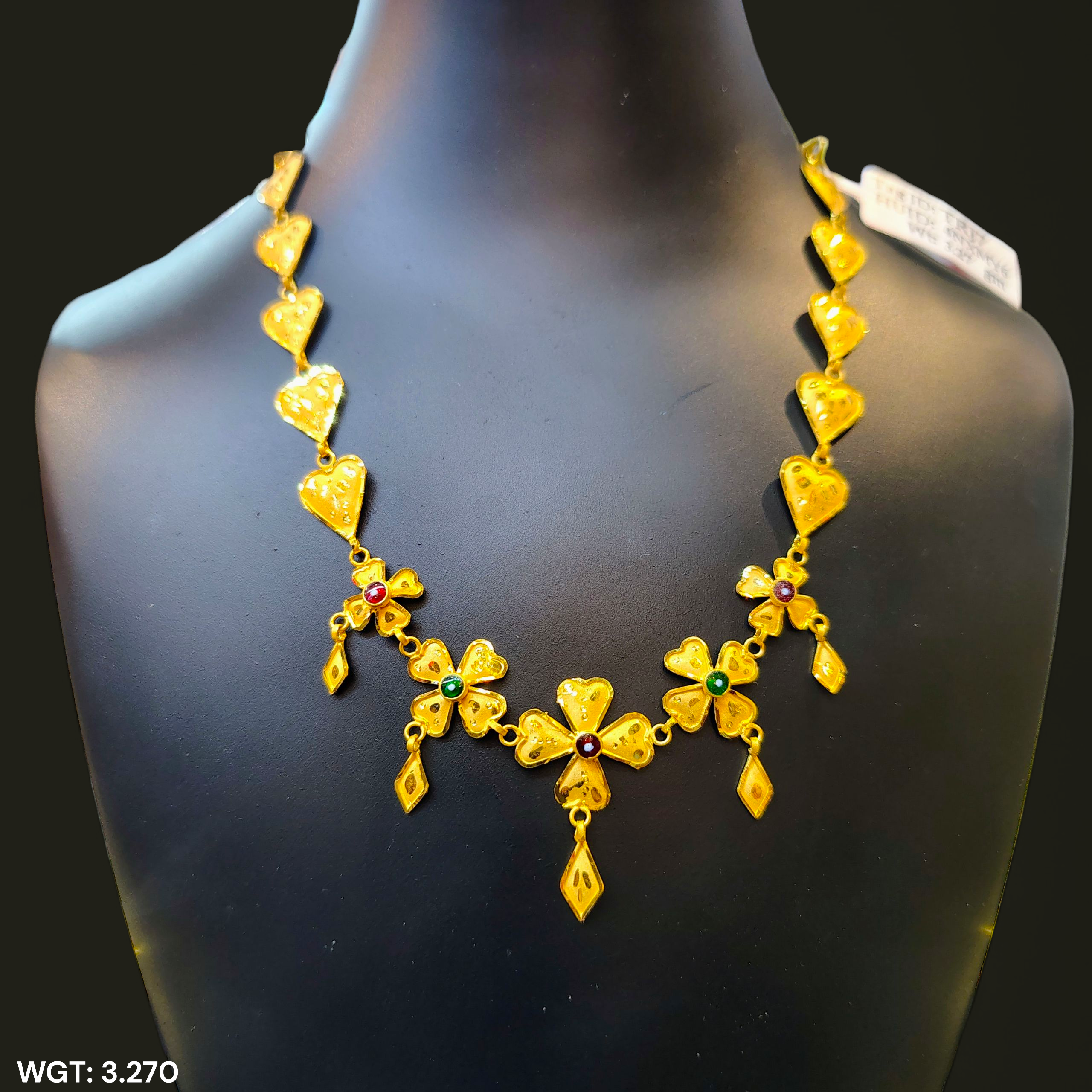 (GCN22) BIS CERTIFIED HUID HALLMARK 916 22KT GOLD NECKLACE CHOKER (APPROX WGT: 3.270 GM) 1 PIECE FOR WOMEN.