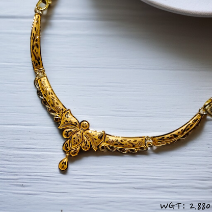 RAJLAXMI WGT: 2.880 GM APPROX HUID HALLMARK 22KT GOLD NECKLACE 1 PIECE WITH ADJUSTABLE TASSEL.
