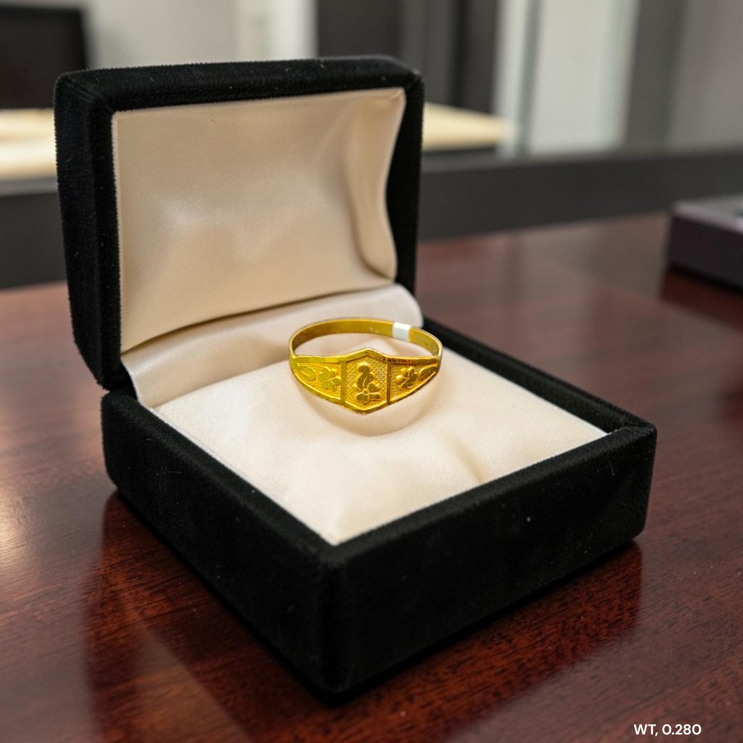 BABY JEWELLERY- TRJ WGT: 0.280 GM APPROX 375 9KT HUID HALLMARK GOLD BABY FINGER RING 1 PIECE FOR RICE CEREMONY & BIRTHDAY.