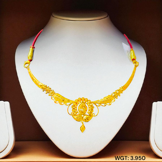 (GCN22) BIS CERTIFIED HUID HALLMARK 916 22KT GOLD NECKLACE CHOKER (APPROX WGT: 3.950 GM) 1 PIECE FOR WOMEN.
