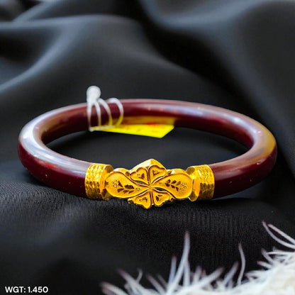 (GSP) TRJ MAROON COLOUR (SIZE: 25) WGT: 1.450 GM APPROX 22KT HUID HALLMARK GOLD MUKH POLA BANGLES 1 PIECE DESIGN FOR REGULAR USE.