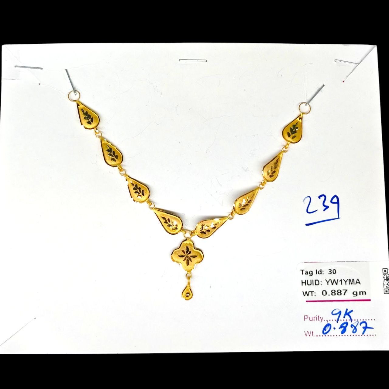 GOLD CHOKER NECKLACE-(WGT: 0.887 GM APPROX) BIS CERTIFIED HUID HALLMARK 9KT GOLD NECKLACE 1 PIECE FOR WOMEN.