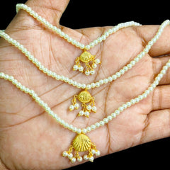 (GMH)- (WGT: 0.720 GM APPROX) BIS CERTIFIED HUID HALLMARK 9KT GOLD MOTI SITAHAR NECKLACE 1 PIECE WITH ADJUSTABLE TASSEL.