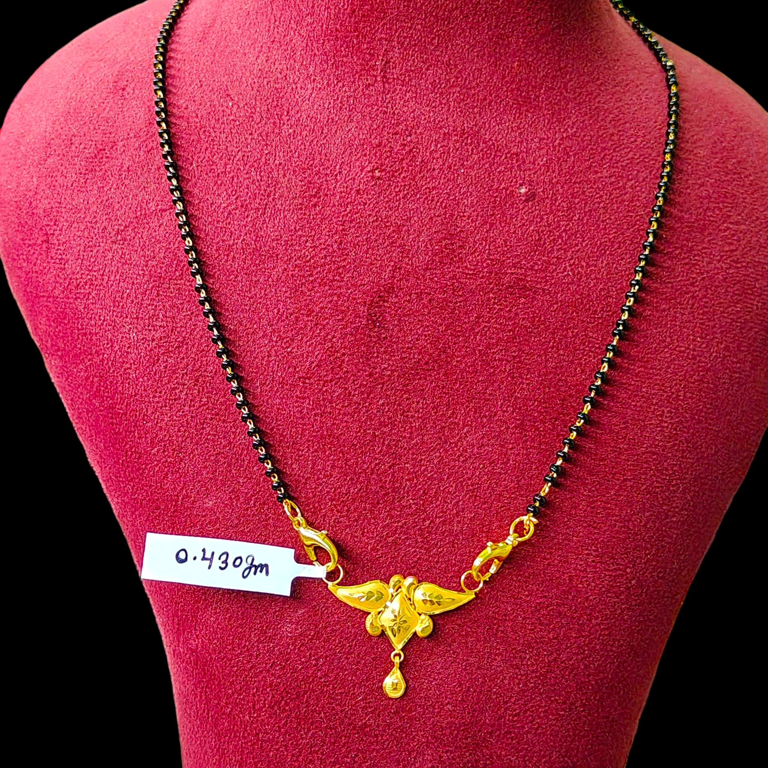 GOLD PENDANT- (WGT: 0.430 GM APPROX) BIS CERTIFIED HUID HALLMARK 375 9KT GOLD PENDANT FOR WOMEN 1 PIECE WITH FREE MANGALSUTRA & TASSEL.