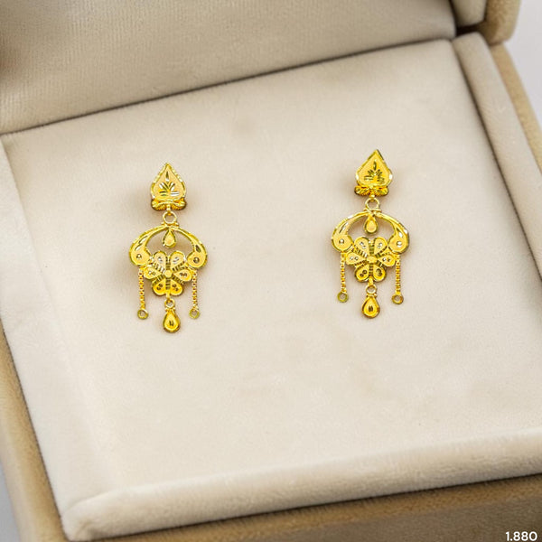 GOLD EARRINGS- (WGT: 1.880 GM APPROX) BIS CERTIFIED HUID HALLMARK 9KT GOLD EARRINGS 1 PAIR FOR WOMEN (BEST FOR GIFT IN MARRIAGE). (68F27C)-(ZN5VZT)