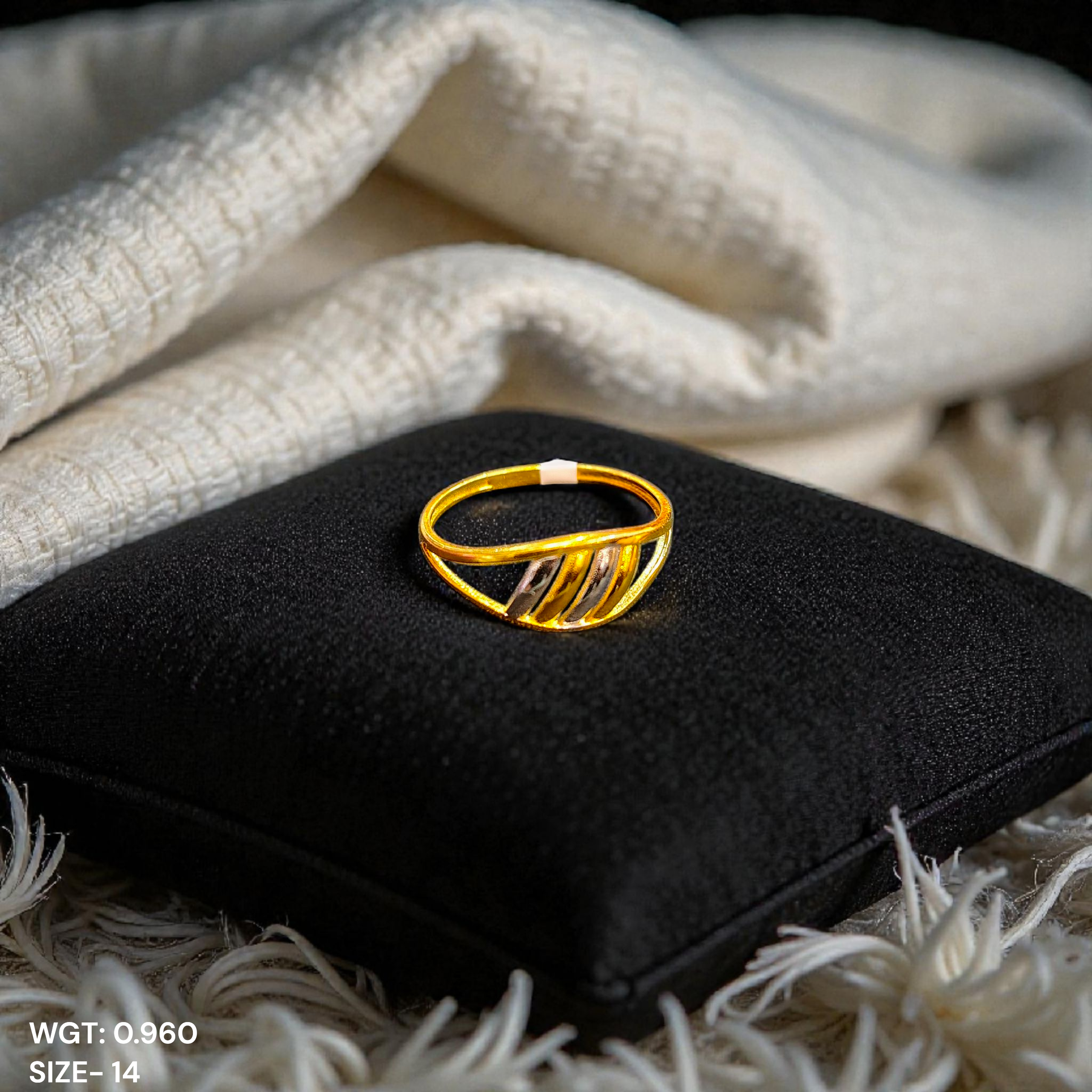 (GLFR9) TRJ (SIZE: 14) WGT: 0.960 GM APPROX BIS CERTIFIED HUID HALLMARK 9KT GOLD FINGER RING FOR WOMEN 1 PIECE FOR REGULAR USE.