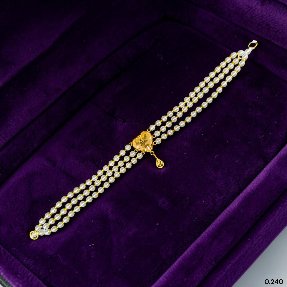 GMC9K- (VF5151)-(WGT: 0.240 GM APPROX) BIS CERTIFIED HUID HALLMARK 375 9KT GOLD MOTI CHOKER 1 PIECE WITH ADJUSTABLE TASSEL FOR GIFT IN MARRIAGE.