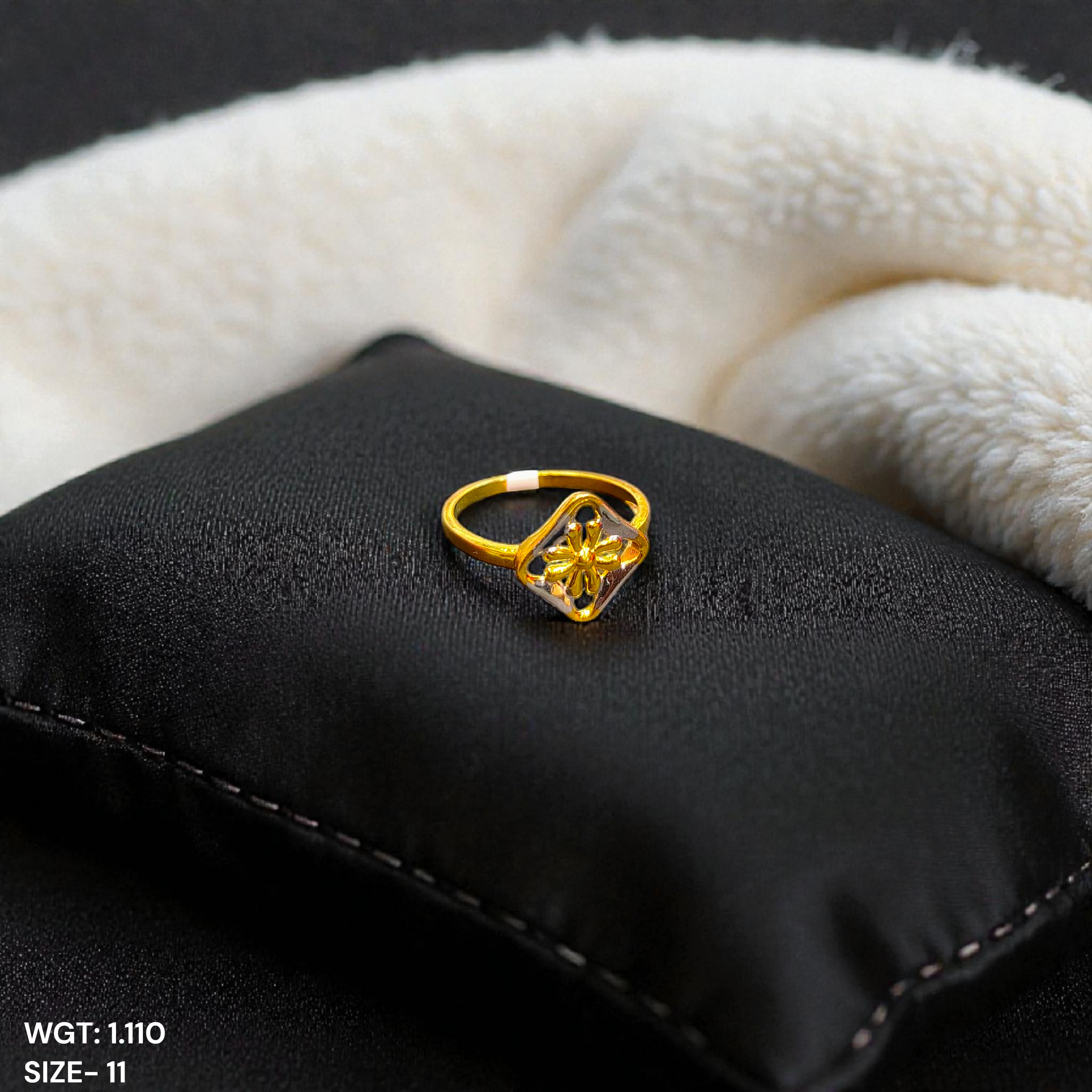 (GLFR9) TRJ (SIZE: 11) WGT: 1.110 GM APPROX BIS CERTIFIED HUID HALLMARK 9KT GOLD FINGER RING FOR WOMEN 1 PIECE FOR REGULAR USE.