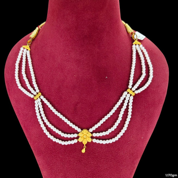 GOLD MOTI HAR- (WGT: 1.170 GM APPROX) CERTIFIED BIS HALLMARK HUID 22KT GOLD MOTI NECKLACE 1 PIECE WITH ADJUSTABLE TASSEL.(EFQA43)