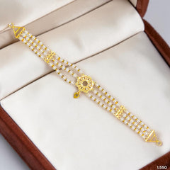 GMC9K- (7AHNN1)-(WGT: 1.550 GM APPROX) BIS CERTIFIED HUID HALLMARK 375 9KT GOLD MOTI CHOKER 1 PIECE WITH ADJUSTABLE TASSEL FOR GIFT IN MARRIAGE.