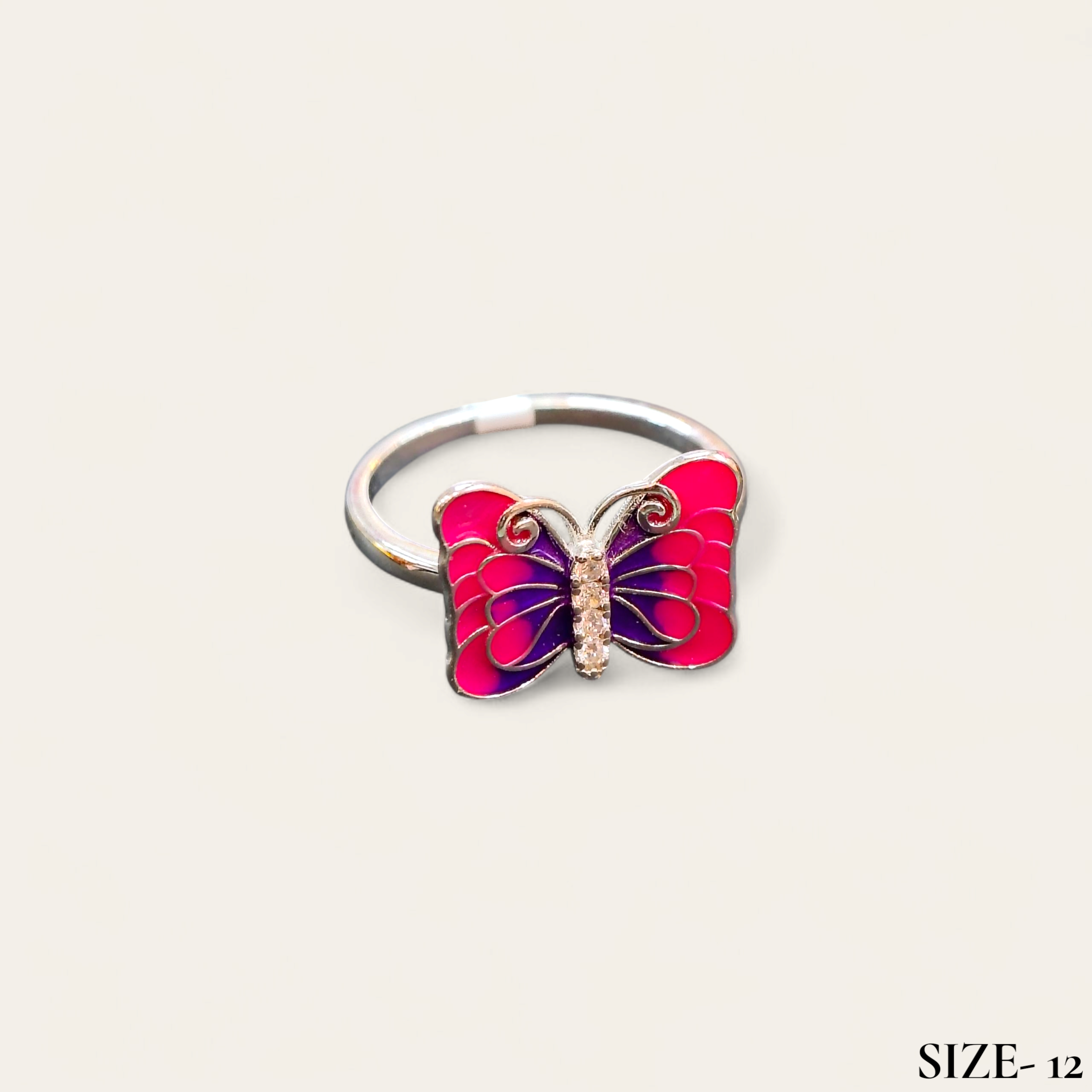 (SFR) RAJLAXMI HALLMARK 925 SILVER FINGER BUTTERFLY MINAKARI DESIGN RING 1 PIECE FOR WOMEN FOR REGULAR USE - BEST FOR GIFTING (SOLD ON MRP)