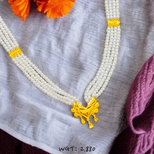 (Copy) (GCN) TRJ WGT: 2.880 GM APPROX 22KT HUID HALLMARK GOLD MOTI SITAHAR 1 PIECE WITH ADJUSTABLE TASSEL.