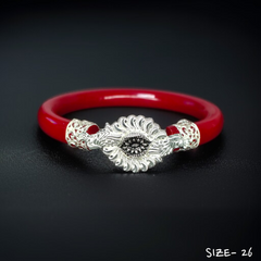 (SSP) (SIZE- 26) 925 ORIGINAL SILVER MUKH POLA BANGLES FOR WOMEN 1 PC - SOLD AS MRP BY RAJLAXMI.