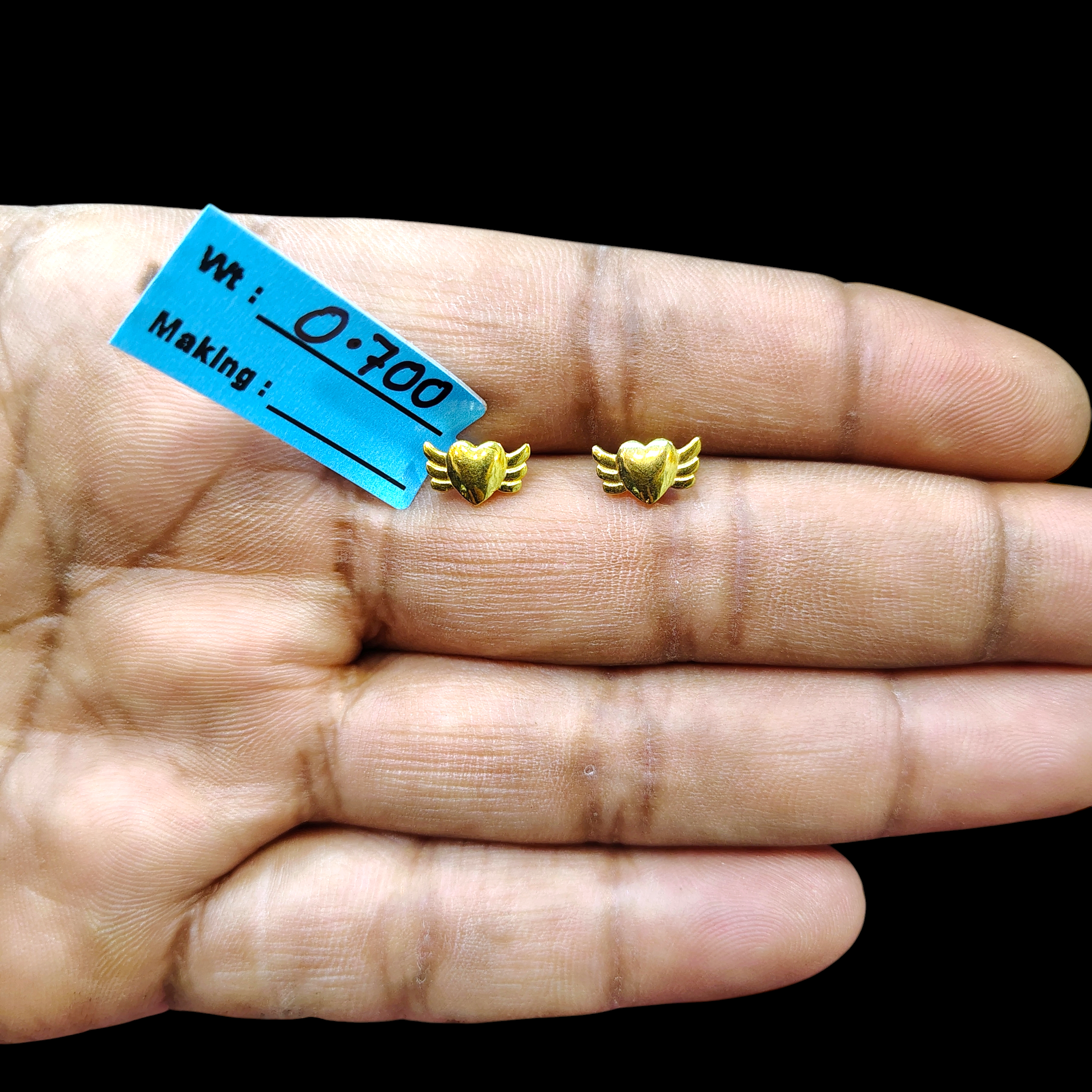 BABY JEWELLERY STUD EARRING- TRJ BABY TOPS WGT: 0.700 GM APPROX BIS CERTIFIED HUID HALLMARK 9KT GOLD STUD EARRINGS FOR WOMEN 1 PAIR FOR REGULAR USE.