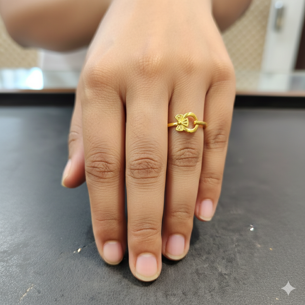 LADIES RING- TRJ (SIZE:13) WGT: 0.840 GM APPROX BIS CERTIFIED HUID HALLMARK 9KT GOLD FINGER RING FOR WOMEN 1 PIECE.