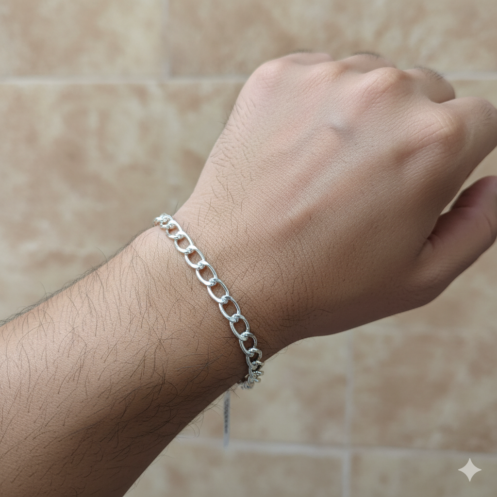 (SWL) RAJLAXMI 625 SILVER WRISTLET WGT: 21.180 GRAM 8.5" INCH FOR UNISEX 1 PIECE (REGULAR USE)