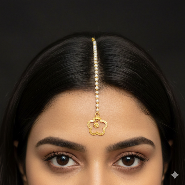 GOLD TICKLY- TRJ WGT: 0.460 GM APPROX 18KT HUID HALLMARK GOLD  MOTI TICKLY (MANGTIKA) 1 PIECE FOR MARRIAGE.