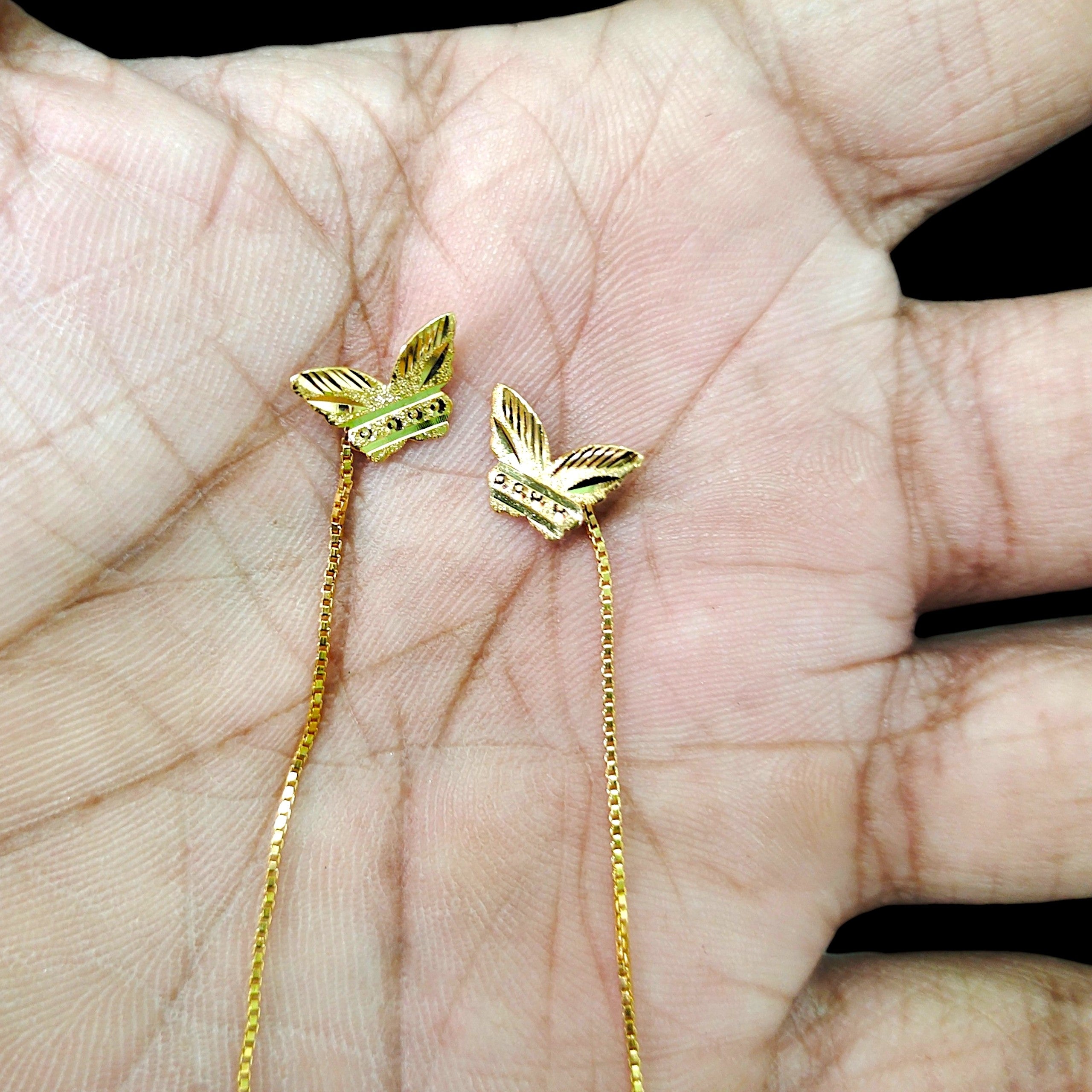 GOLD SUIDHAGA- (WGT: 0.670 GM APPROX) BIS CERTIFIED HUID HALLMARK 9KT GOLD SUIDHAGA EARRINGS (1 PAIR) FOR WOMEN.