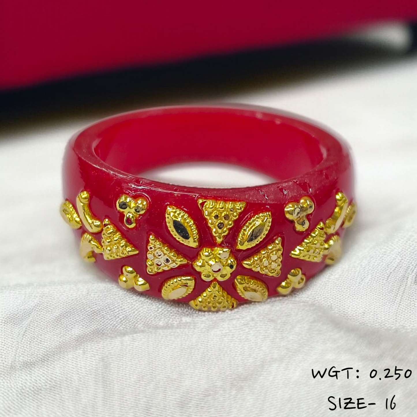 (GPR) TRJ (SIZE: 16) WGT: 0.250 GM APPROX (50 TONCH) KDM GOLD POLA RING FOR WOMEN 1 PIECE FOR GIFT (SOLD ON MRP)