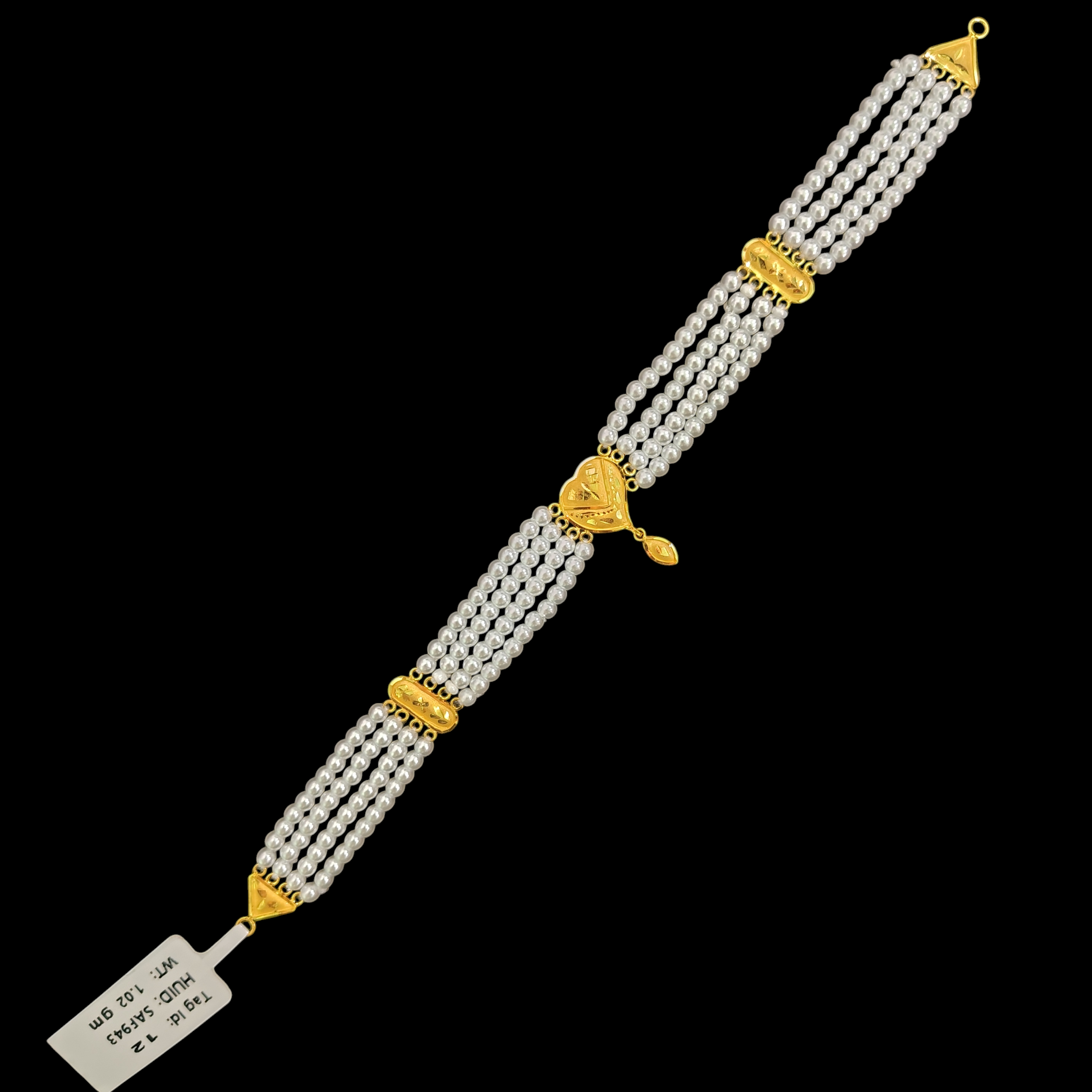 PEARL CHOKER- CERTIFIED BIS HUID HALLMARK 916 22KT GOLD MOTI CHOKER 1 PIECE (WGT: 1.020 GM) WITH ADJUSTABLE TASSEL FOR GIFT IN MARRIAGE.