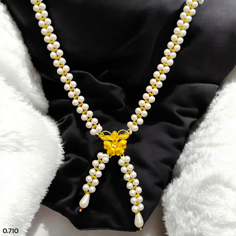 GMP22K- BIS CERTIFIED WGT: O.710 GM APPROX HUID HALLMARK 916 22KT GOLD MOTI TIE CHAIN 1 PIECE FOR WOMEN.
