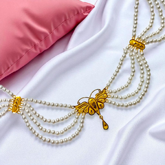 RAJLAXMI WGT: 1.860 GM APPROX HUID HALLMARK 22KT GOLD MOTI NECKLACE 1 PIECE WITH ADJUSTABLE TASSEL.