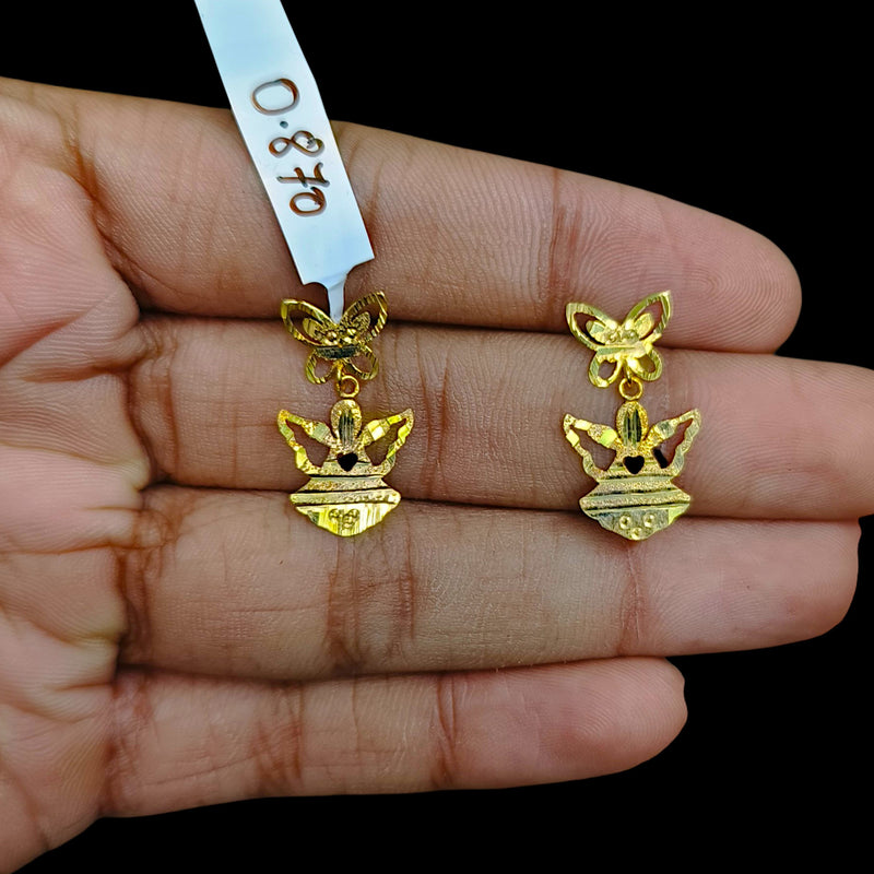 GOLD TOPS- (M8QEIX)-(Q2EPQ9) (WGT: 0.870 GM APPROX) BIS CERTIFIED HUID HALLMARK 375 9KT GOLD TOPS 1 PAIR BEST FOR MARRIAGE GIFT.