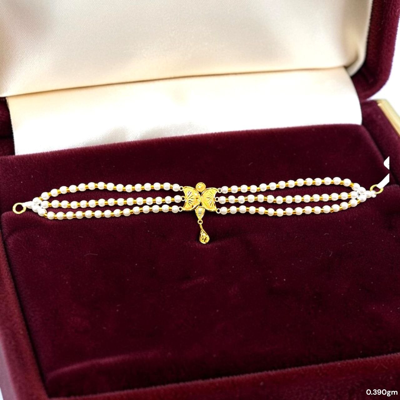 GOLD MOTI CHOKER- (WGT: 0.390 GM APPROX) BIS CERTIFIED HUID HALLMARK 375 9KT GOLD MOTI CHOKER 1 PIECE WITH ADJUSTABLE TASSEL FOR GIFT IN MARRIAGE.
