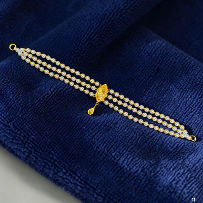 GMC9K- (WGT: 0.230 GM APPROX) BIS CERTIFIED HUID HALLMARK 375 9KT GOLD MOTI CHOKER 1 PIECE WITH ADJUSTABLE TASSEL FOR GIFT IN MARRIAGE.